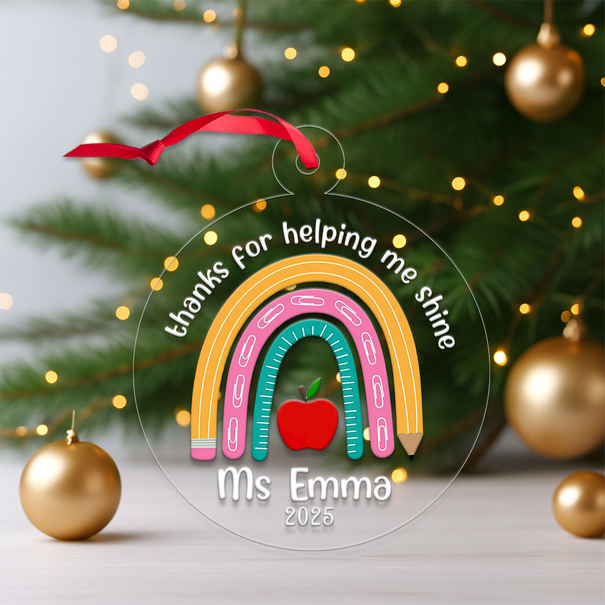 Custom Rainbow Teacher Christmas