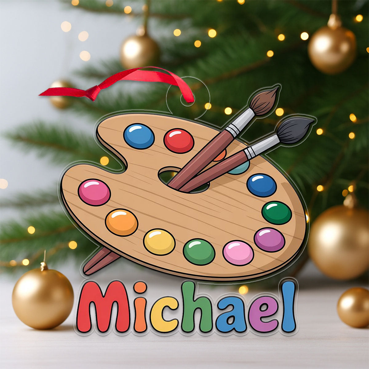 Personalized Paint Palette Ornament, Custom Artist Christmas Ornament, Creative Gift for Painter, Unique Holiday Decoration, Art Keepsake