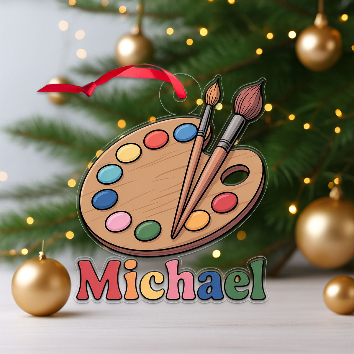 Custom Paint Palette Ornament, Personalized Art Christmas Ornament, Gift for Painter, Artistic Holiday Keepsake, Unique Xmas Decoration