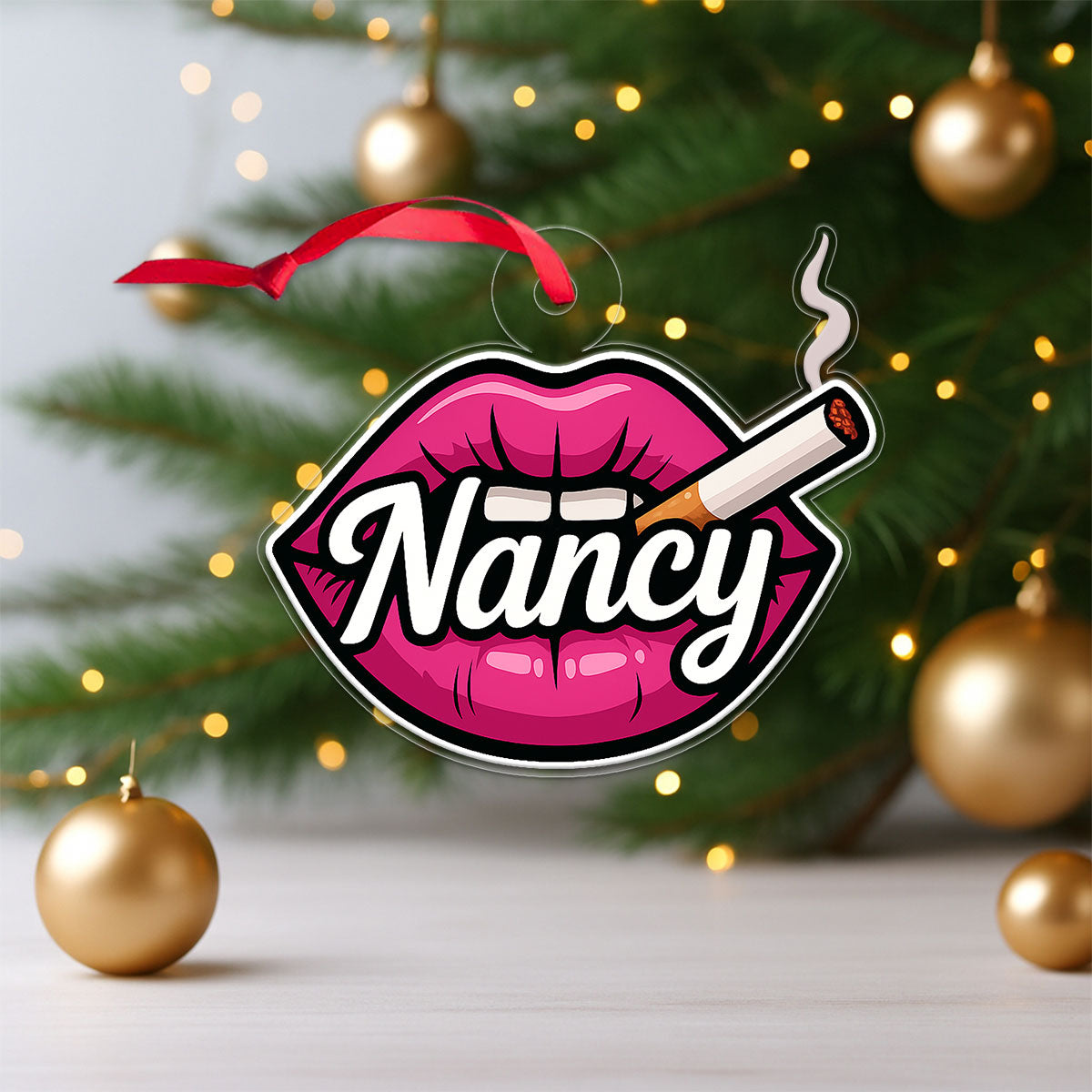 Personalized Bad Girl Ornament, Custom Naughty Christmas Ornament, Funny Adult Humor Ornament, Gag Gift for Her, Unique Holiday Decoration