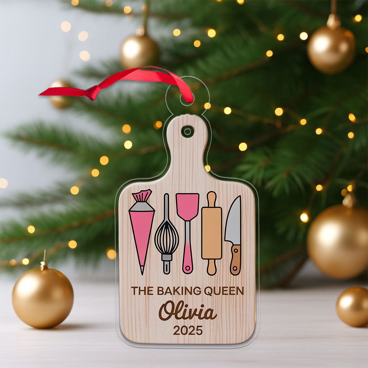 Personalized Baking Acrylic Ornament, Christmas Baking Acrylic Ornament, Gift for Baker, Chef Ornament, Baking Lover Ornament
