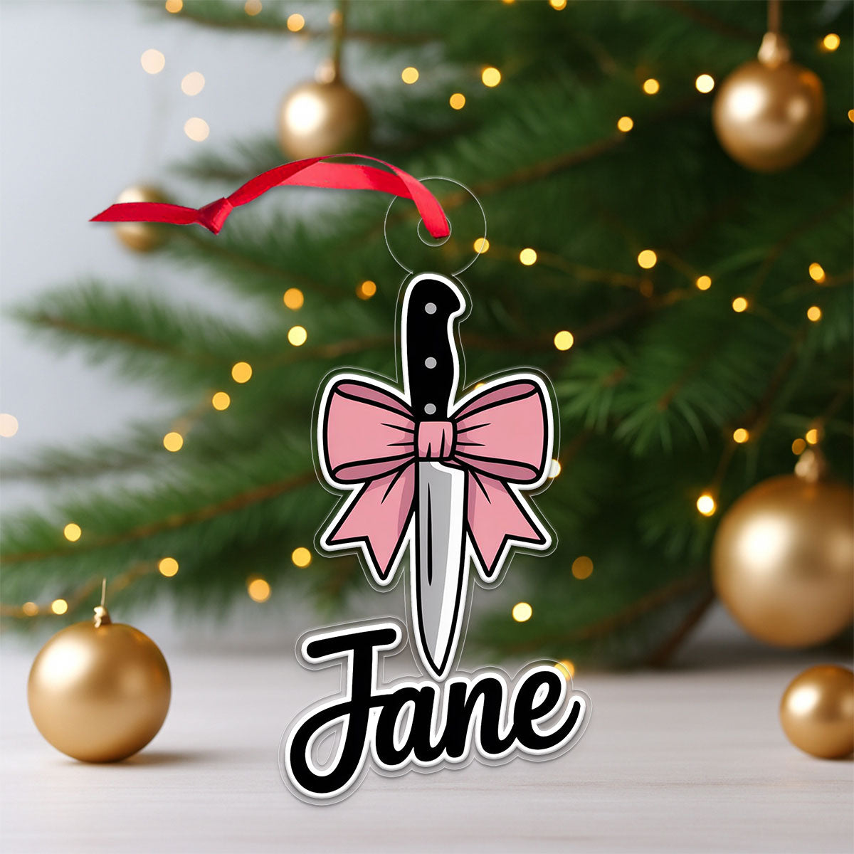 Personalized Bow Knife Ornament, Custom Hunting Christmas Ornament, Funny Gag Gift, Knife Lover Ornament, Unique Weapon Holiday Decoration