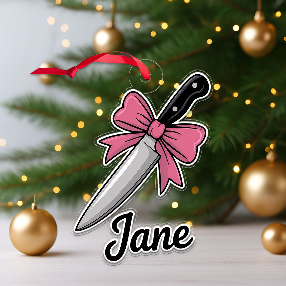 Personalized Bow Knife Ornament, Custom Hunting Christmas Ornament, Funny Gag Gift, Knife Lover Christmas Ornament, Unique Weapon Decoration
