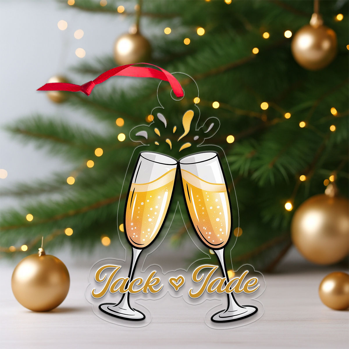 Personalized Cheers Champagne Acrylices Ornament