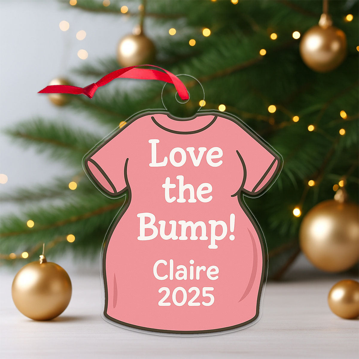 Personalized Love the Bump Ornament, Custom Pregnancy Ornament, New Mom Gift, Expecting Parents Ornament, Baby Announcement Keepsake