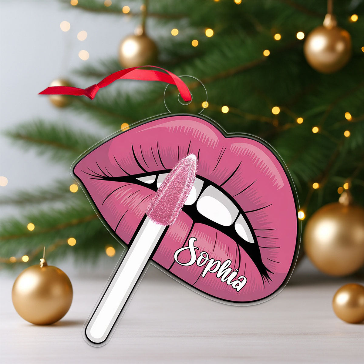 Personalized Sexy Lips Ornament, Custom Lipstick Lips Ornament, Funny Adult Gag Gift, Holiday Decoration, Sexy Girl Ornament
