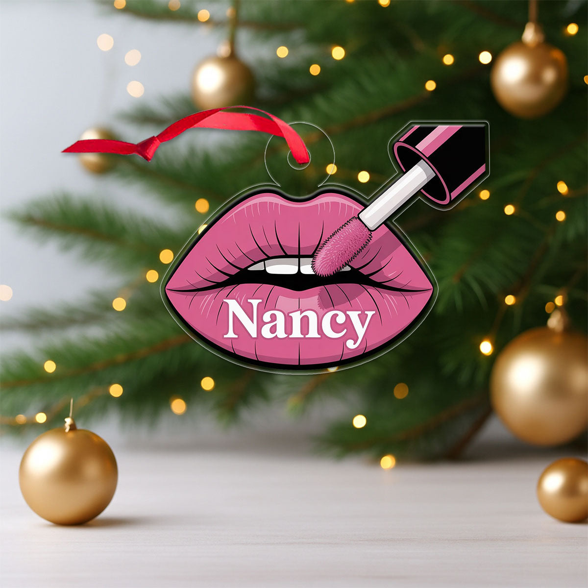 Personalized Sexy Lips Ornament, Custom Lipstick Lips Ornament, Adult Gag Gift, Holiday Decoration, Sexy Girl Ornament, Funny Ornament