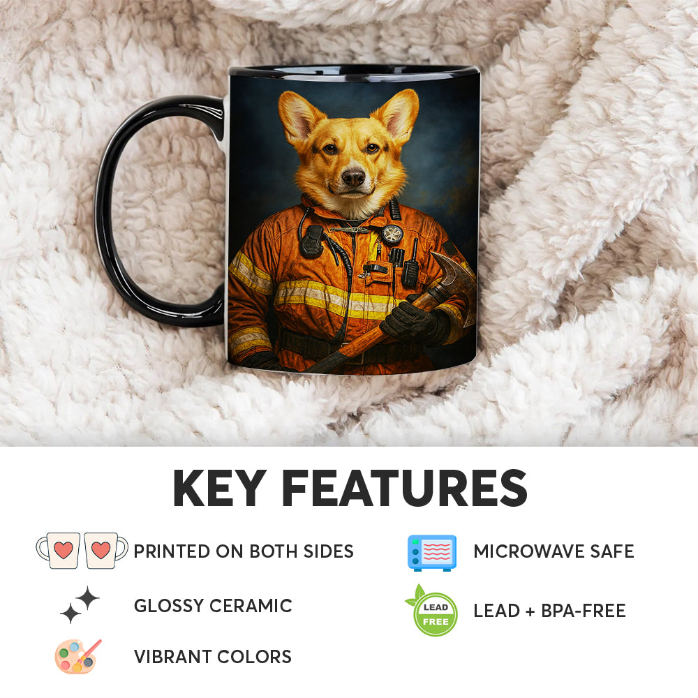Custom Dog Photo Firefighter Mug _ Gift For Dog Lovers