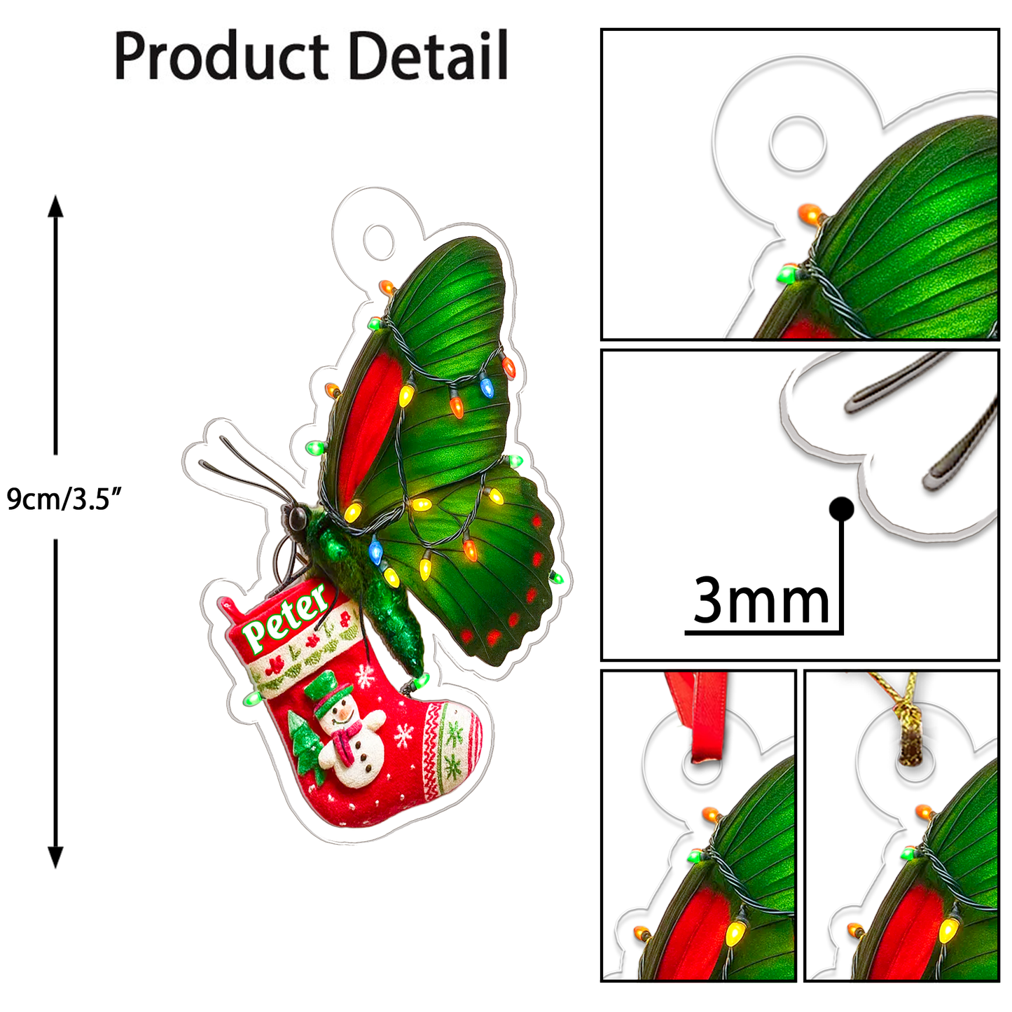 Custom Name Butterfly Christmas Sock