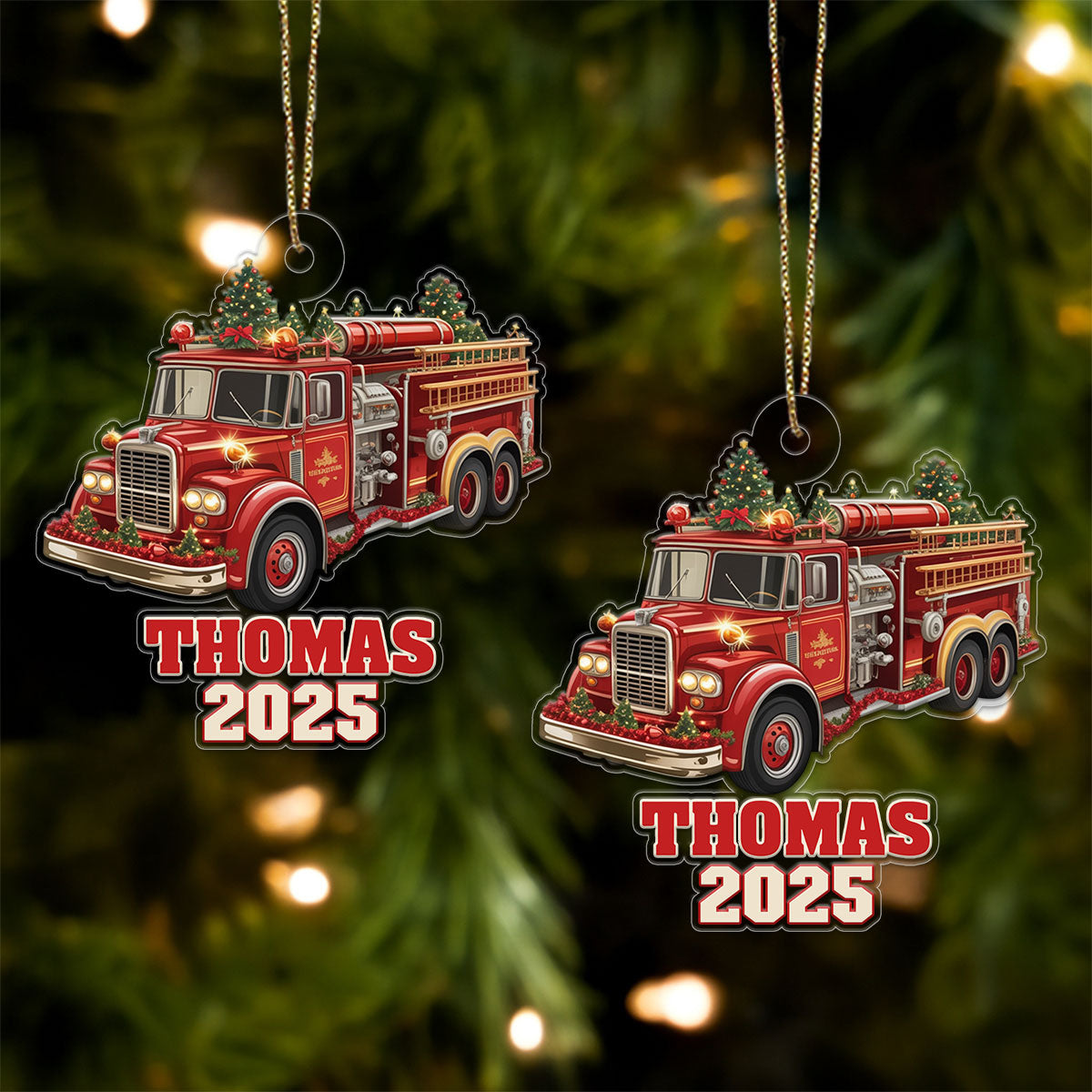 Custom Name Fire Truck Xmas