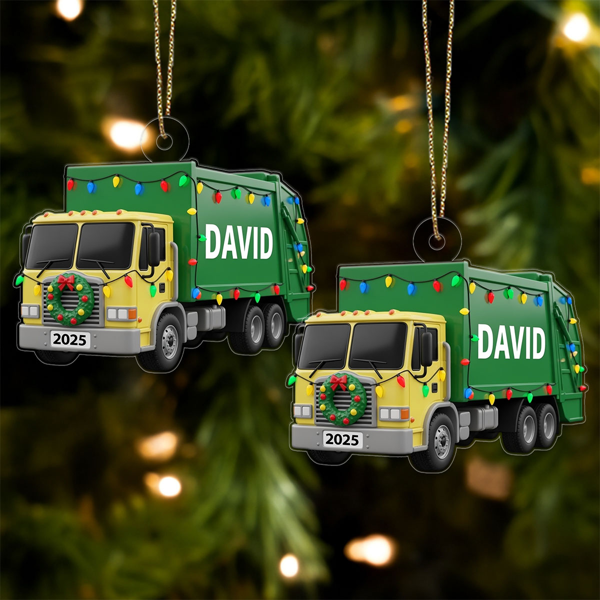 Custom Name Garbage Truck Xmas
