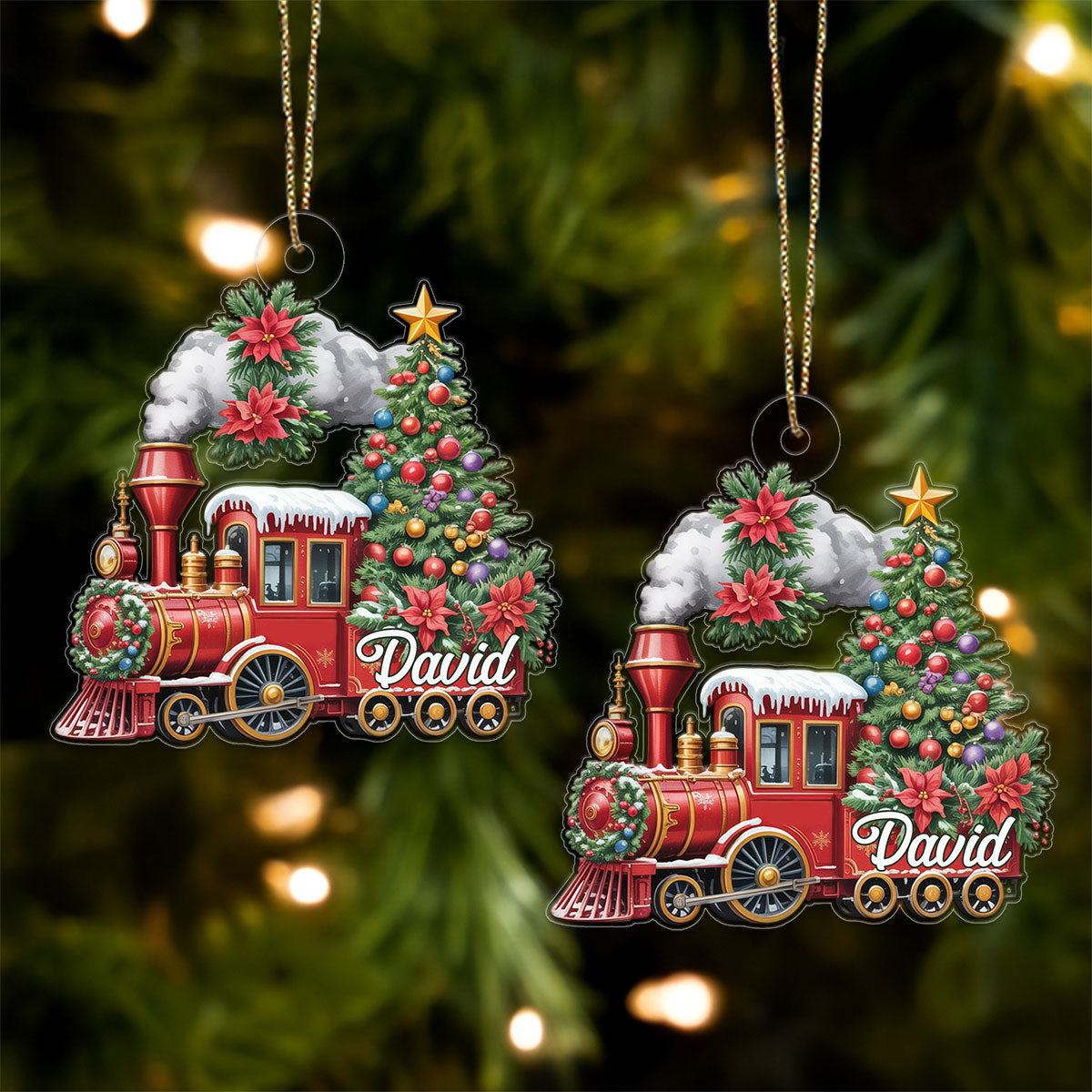 Custom Name Train Christmas Ornament