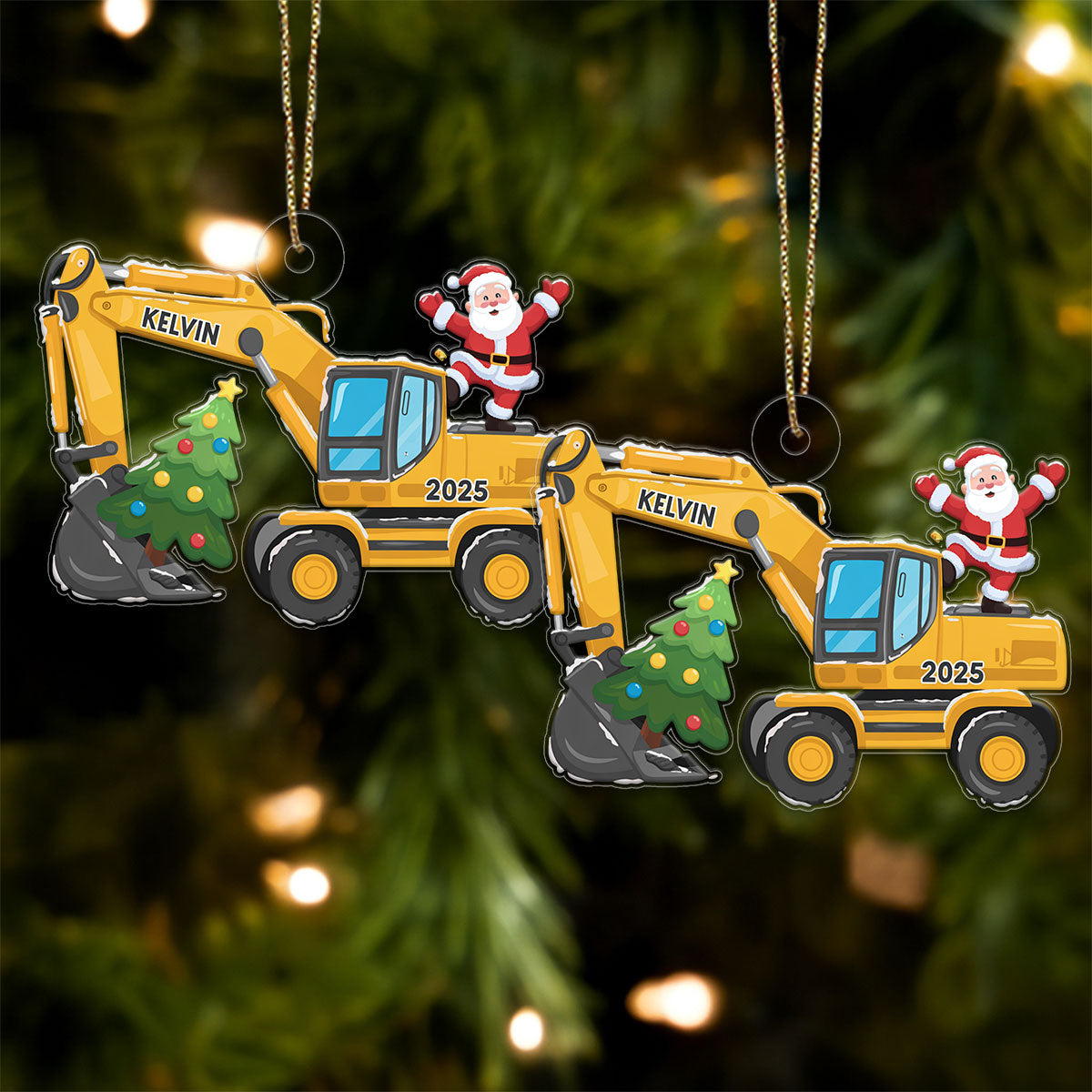 Custom Name Xmas Excavator Construction