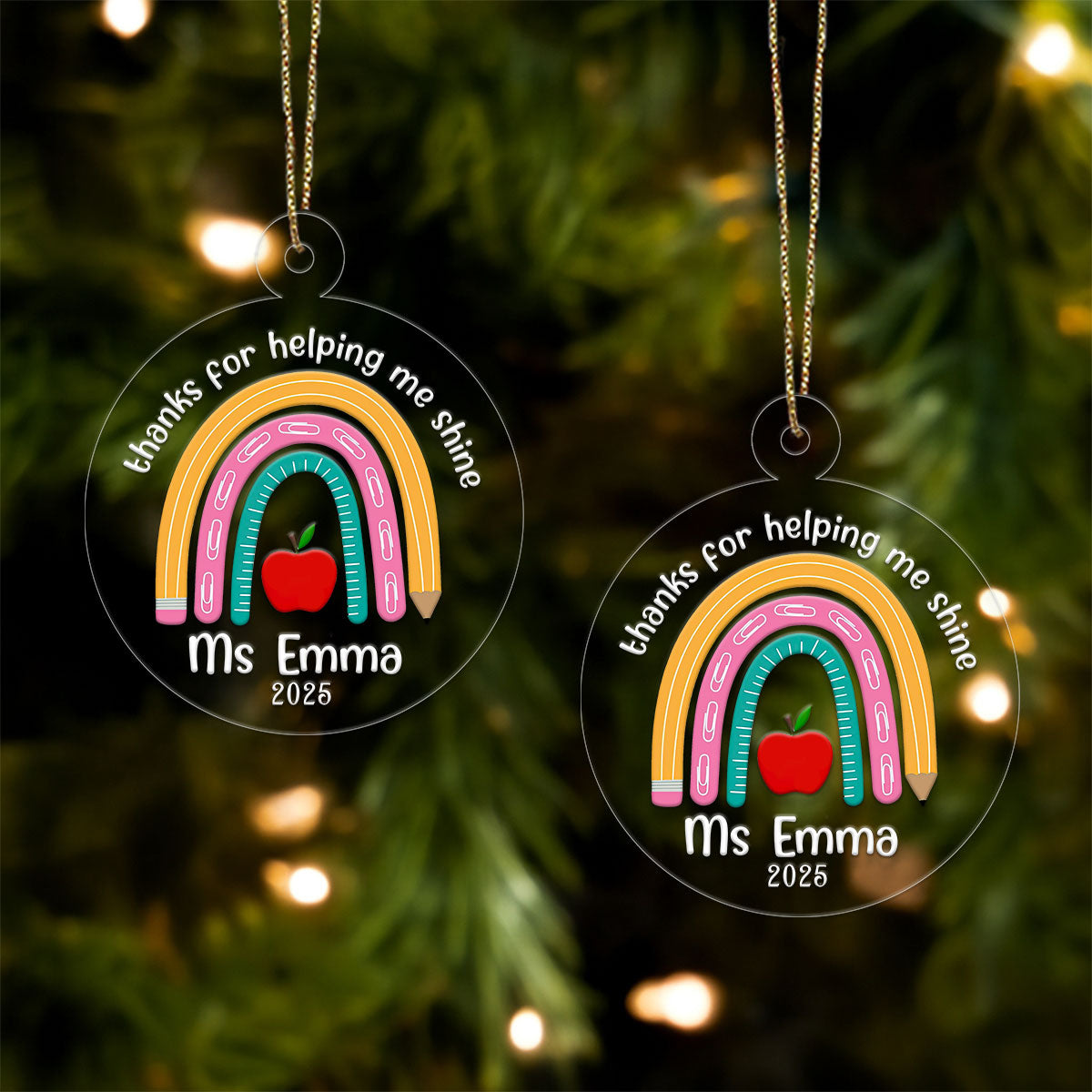Custom Rainbow Teacher Christmas