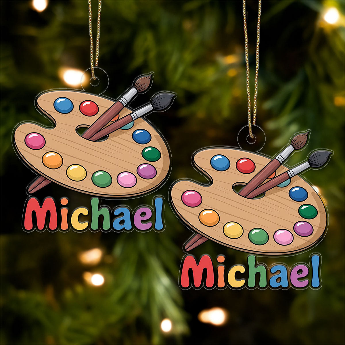 Personalized Paint Palette Ornament, Custom Artist Christmas Ornament, Creative Gift for Painter, Unique Holiday Decoration, Art Keepsake