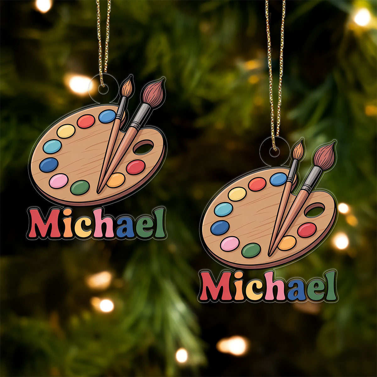 Custom Paint Palette Ornament, Personalized Art Christmas Ornament, Gift for Painter, Artistic Holiday Keepsake, Unique Xmas Decoration