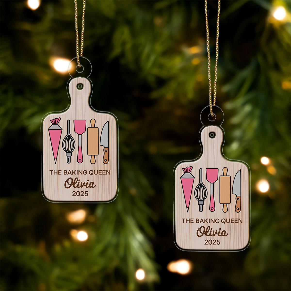 Personalized Baking Acrylic Ornament, Christmas Baking Acrylic Ornament, Gift for Baker, Chef Ornament, Baking Lover Ornament
