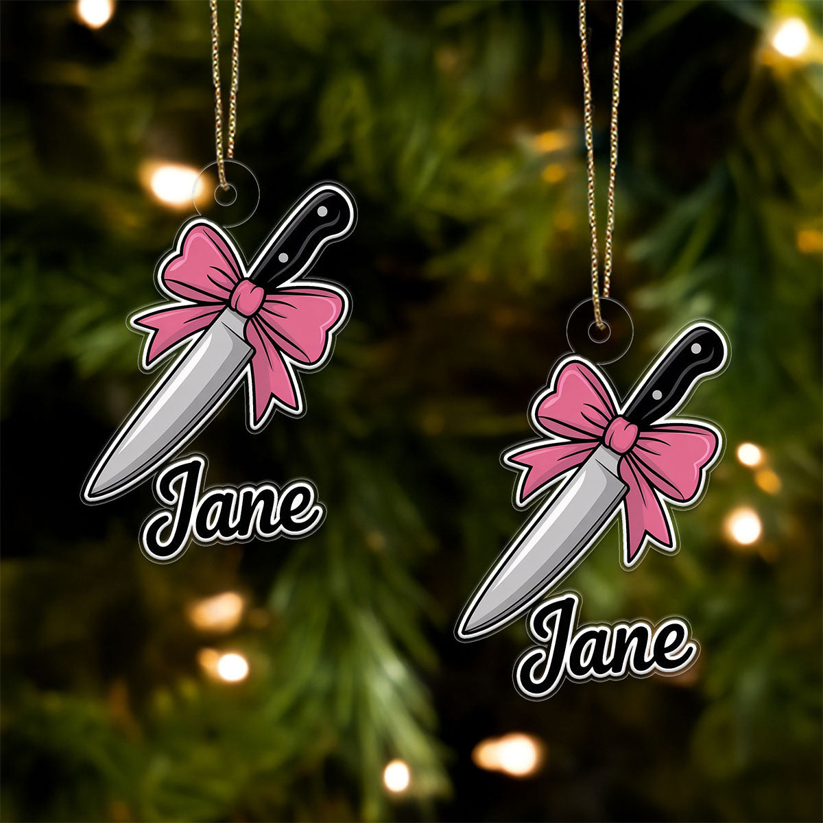 Personalized Bow Knife Ornament, Custom Hunting Christmas Ornament, Funny Gag Gift, Knife Lover Christmas Ornament, Unique Weapon Decoration