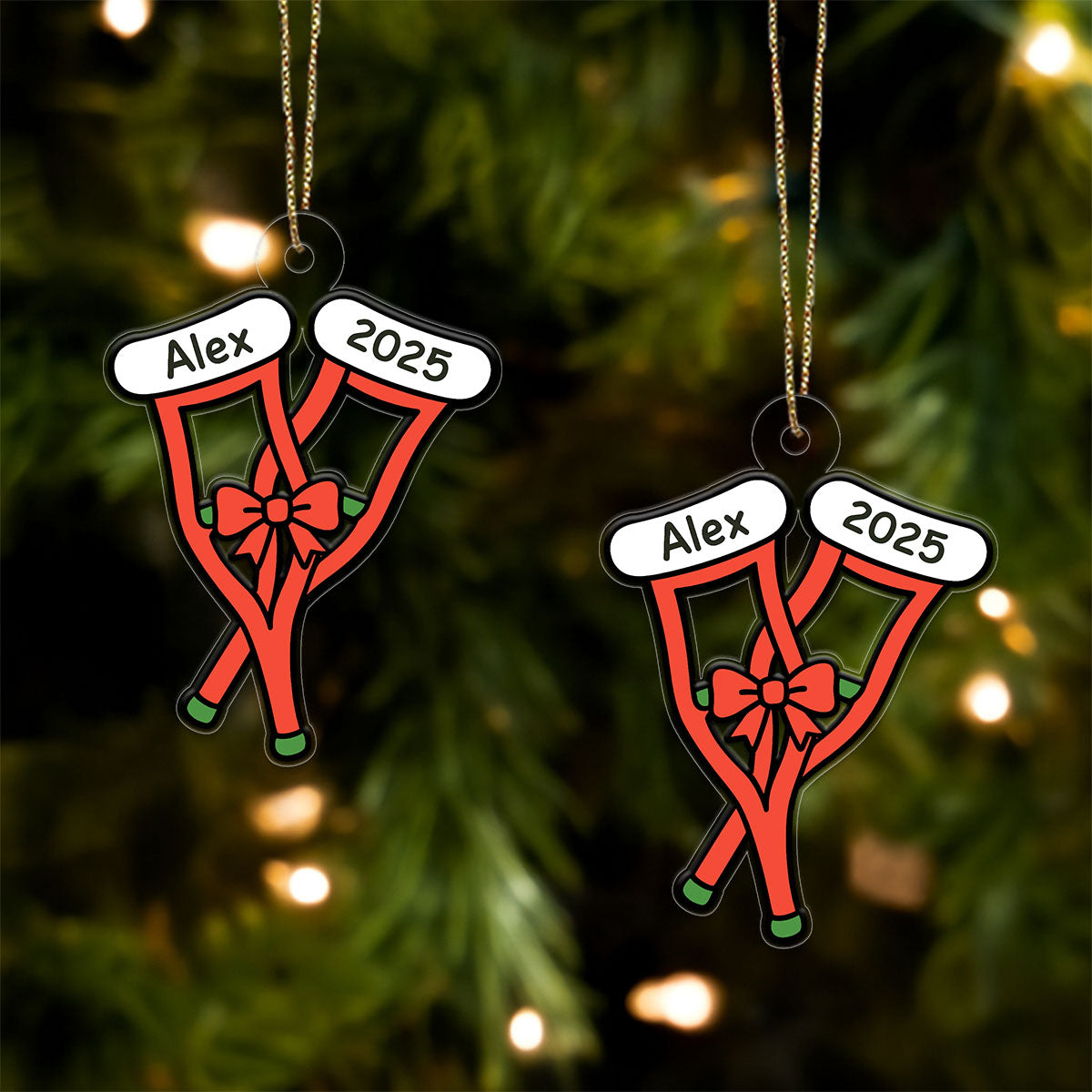Personalized Crutches Christmas Ornament, Custom Injury Recovery Ornament, Broken Leg Gift, Funny Medical Ornament, Holiday Keepsake