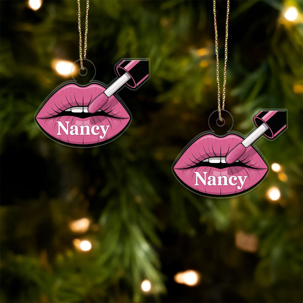 Personalized Sexy Lips Ornament, Custom Lipstick Lips Ornament, Adult Gag Gift, Holiday Decoration, Sexy Girl Ornament, Funny Ornament