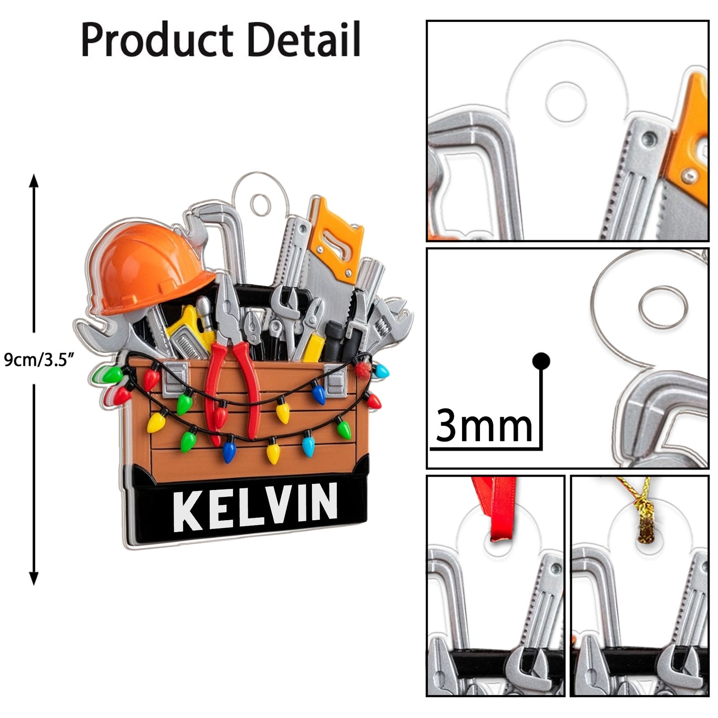 Custom Name Construction Worker Christmas Light Mechanic Tools