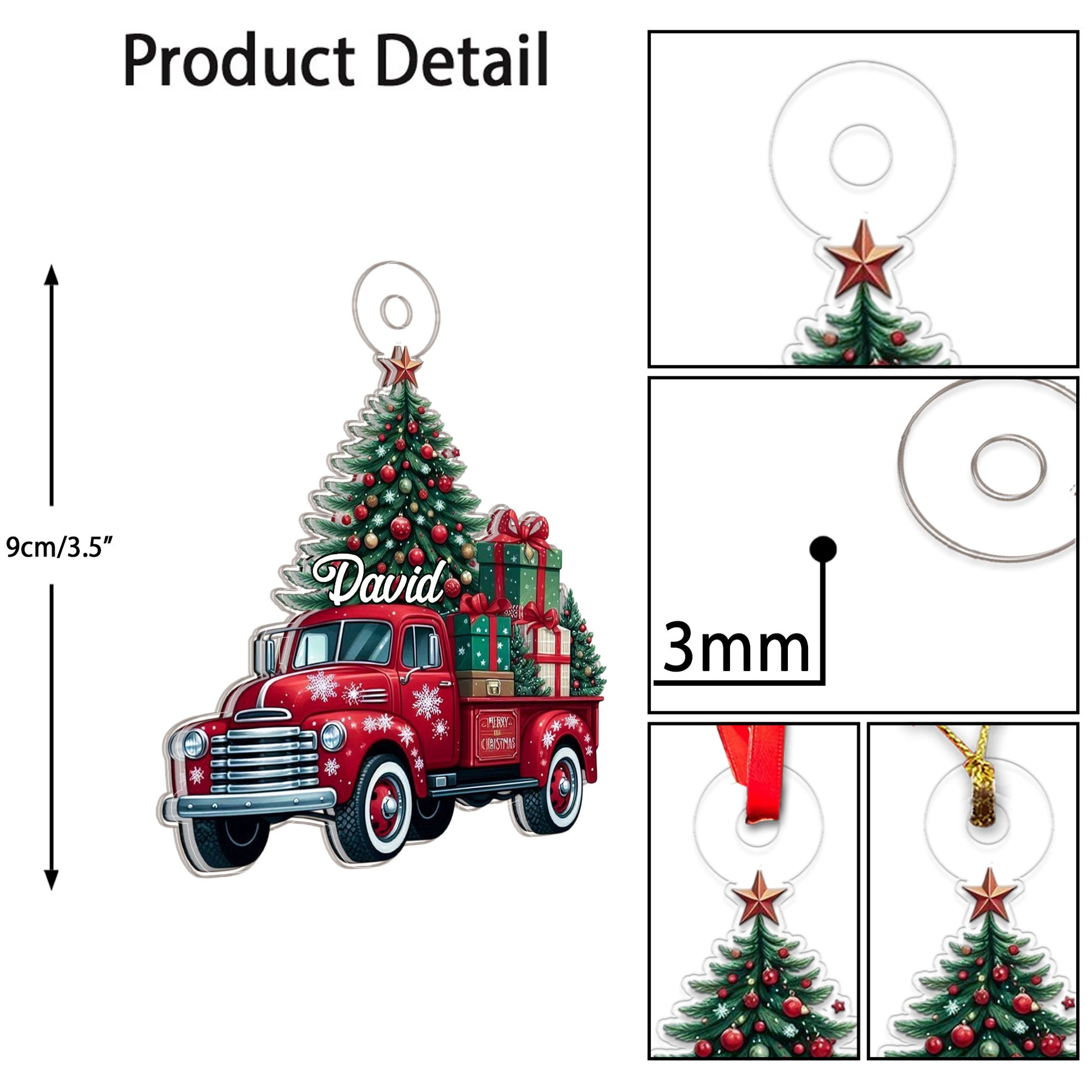 Custom Name Farm Truck Car Xmas Tree