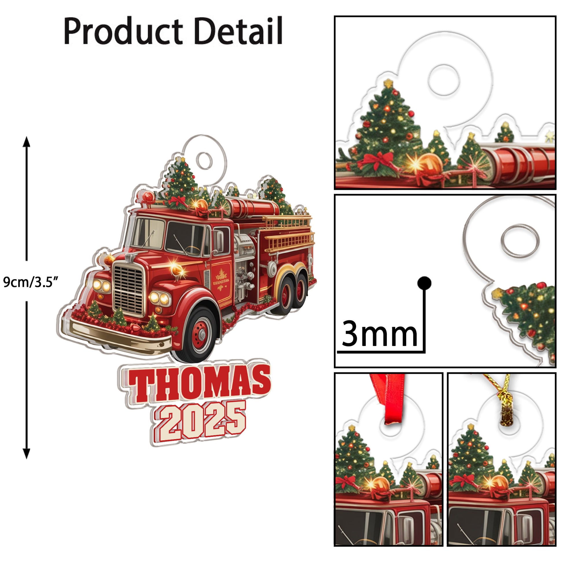 Custom Name Fire Truck Xmas