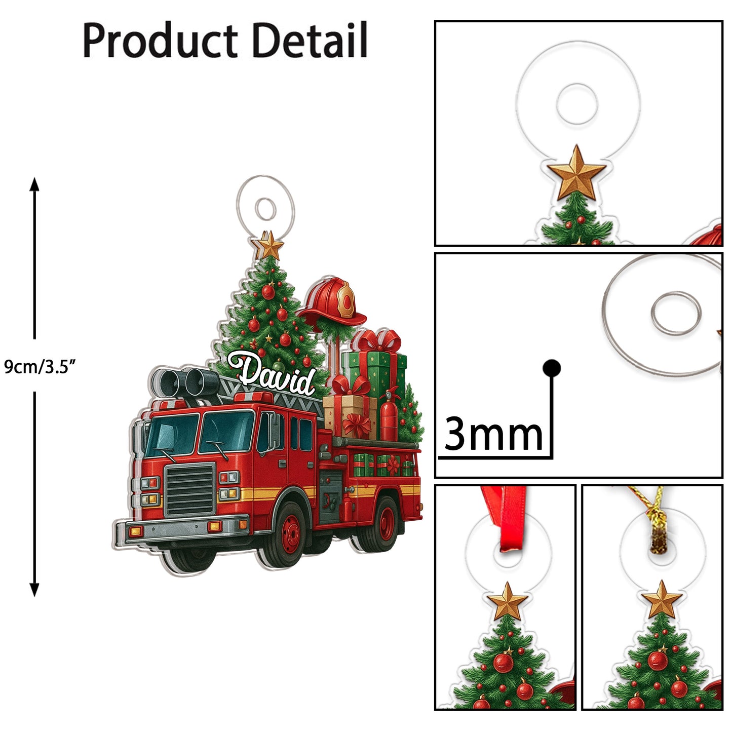 Custom Name Firefighter Truck Xmas Tree