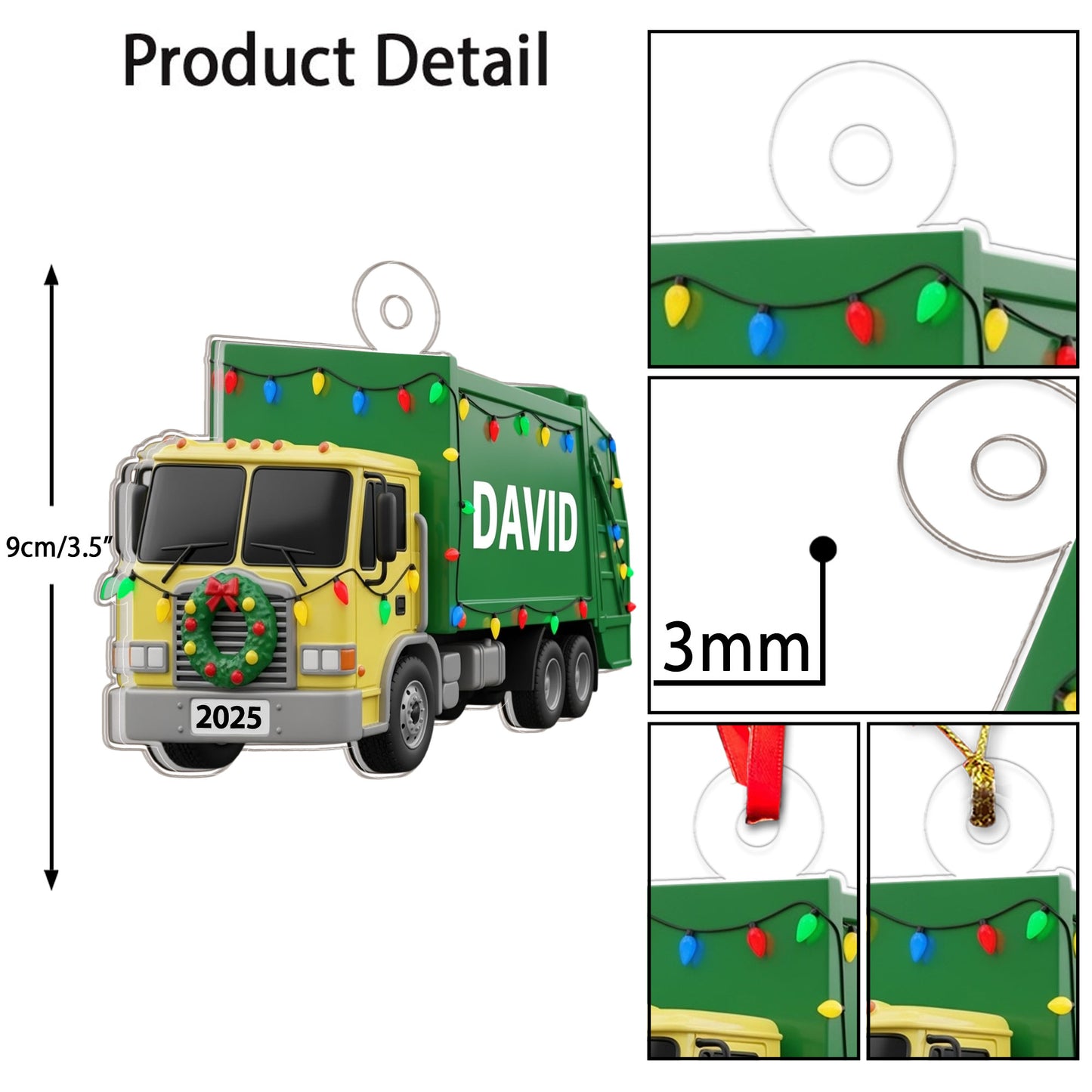 Custom Name Garbage Truck Xmas