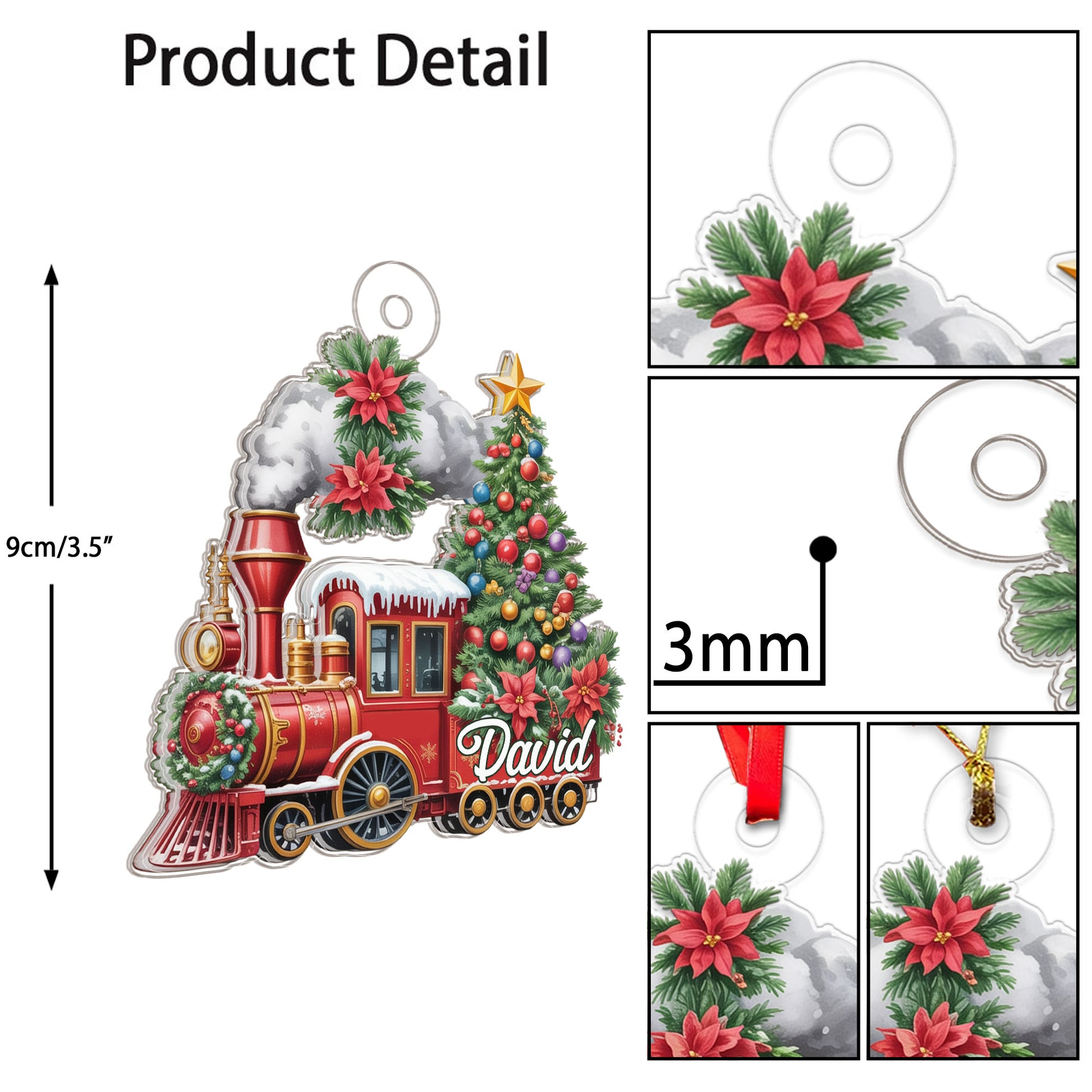 Custom Name Train Christmas Ornament