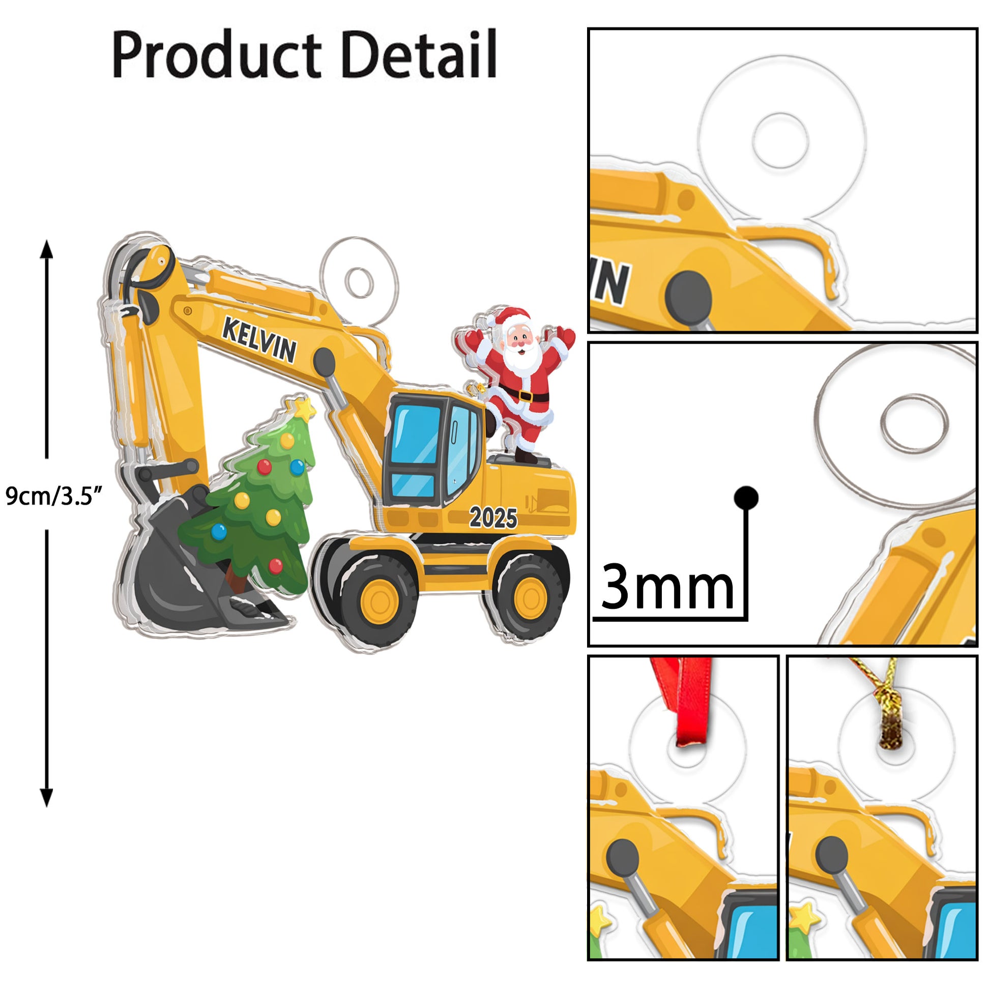 Custom Name Xmas Excavator Construction
