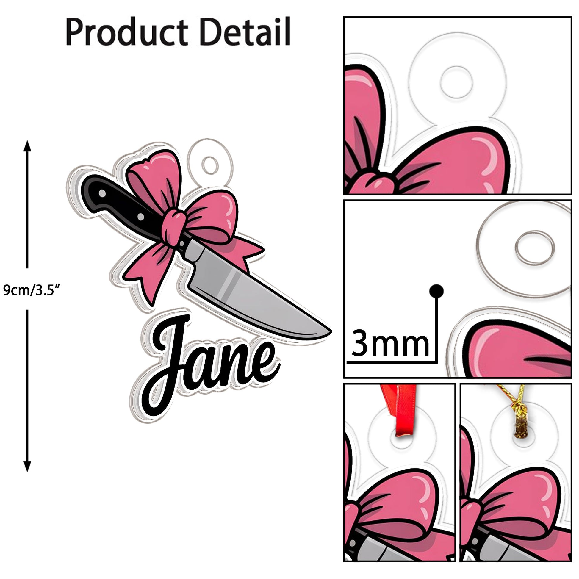 Funny Bow Knife Ornament, Personalized Christmas Ornament, Custom Gag Gift Decoration, Unique Knife Lover Ornament, Holiday Humor Keepsake