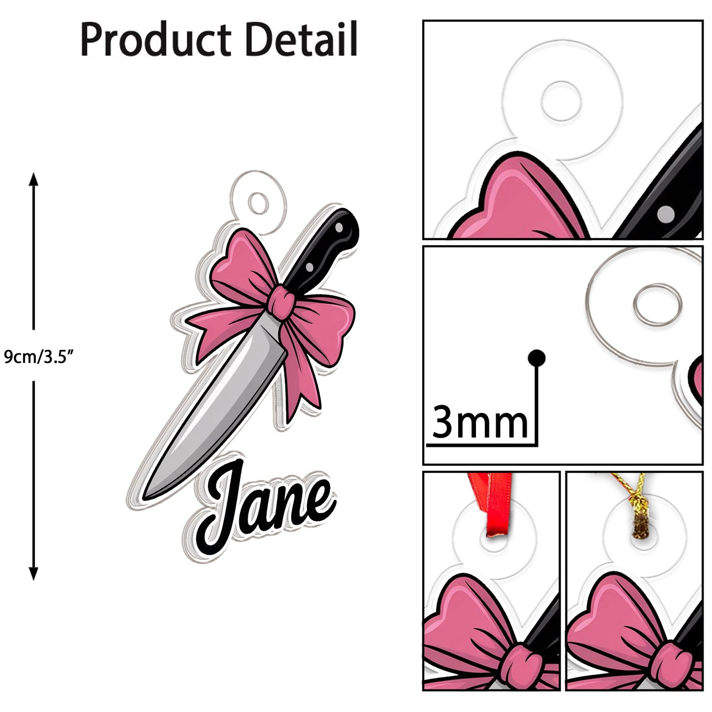 Personalized Bow Knife Ornament, Custom Hunting Christmas Ornament, Funny Gag Gift, Knife Lover Christmas Ornament, Unique Weapon Decoration