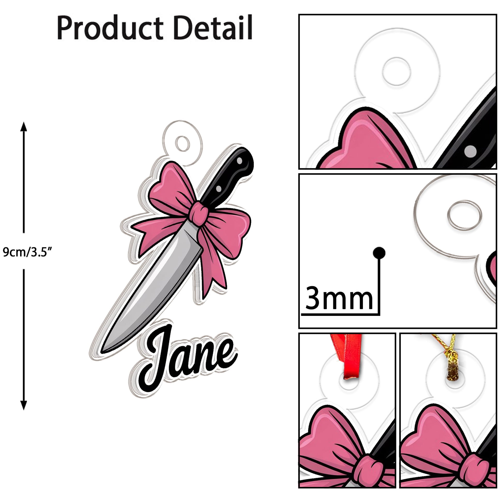Personalized Bow Knife Ornament, Custom Hunting Christmas Ornament, Funny Gag Gift, Knife Lover Christmas Ornament, Unique Weapon Decoration