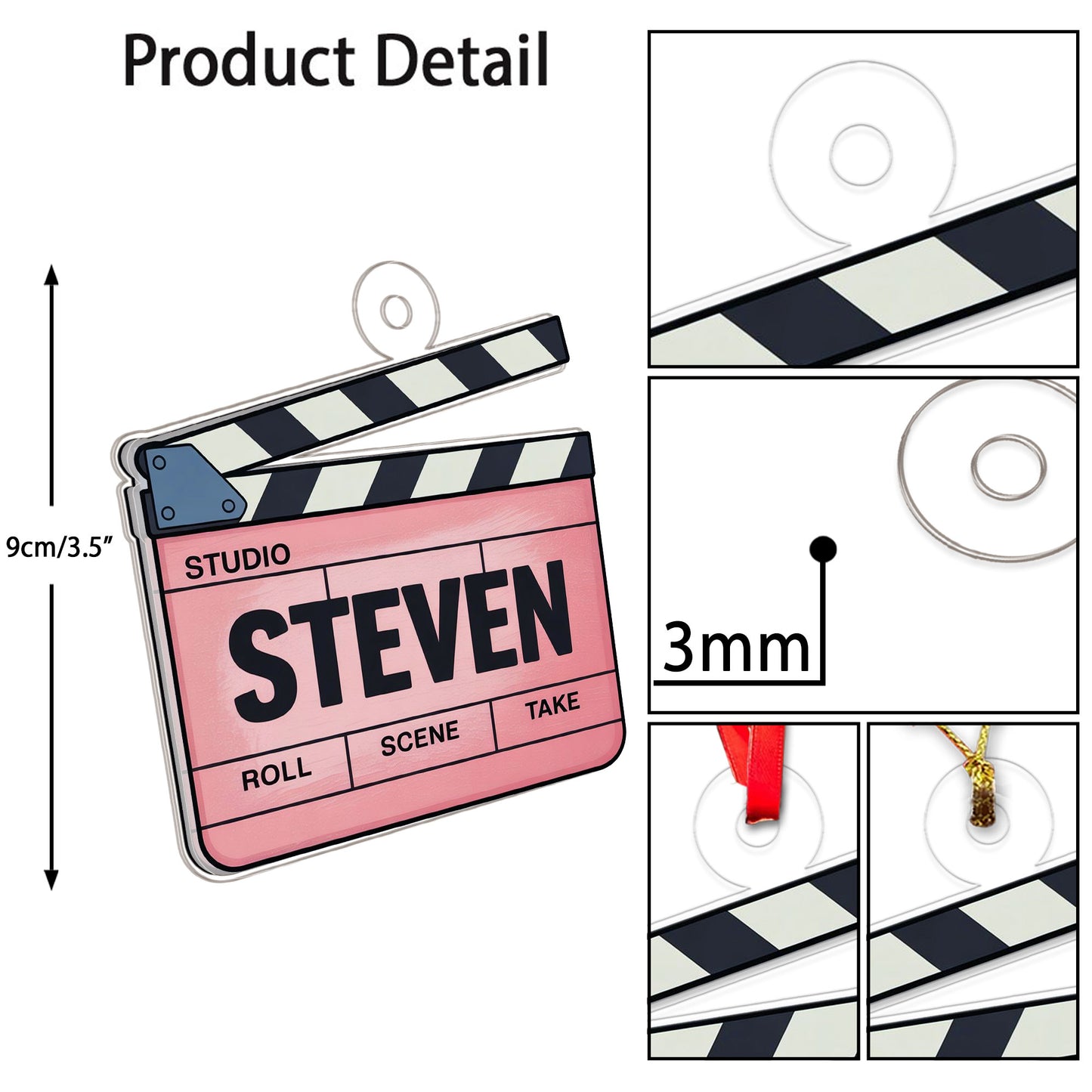 Personalized Clapperboard Ornament, Custom Movie Lover Christmas Ornament, Film Buff Gift, Holiday Keepsake, Unique Film Decoration