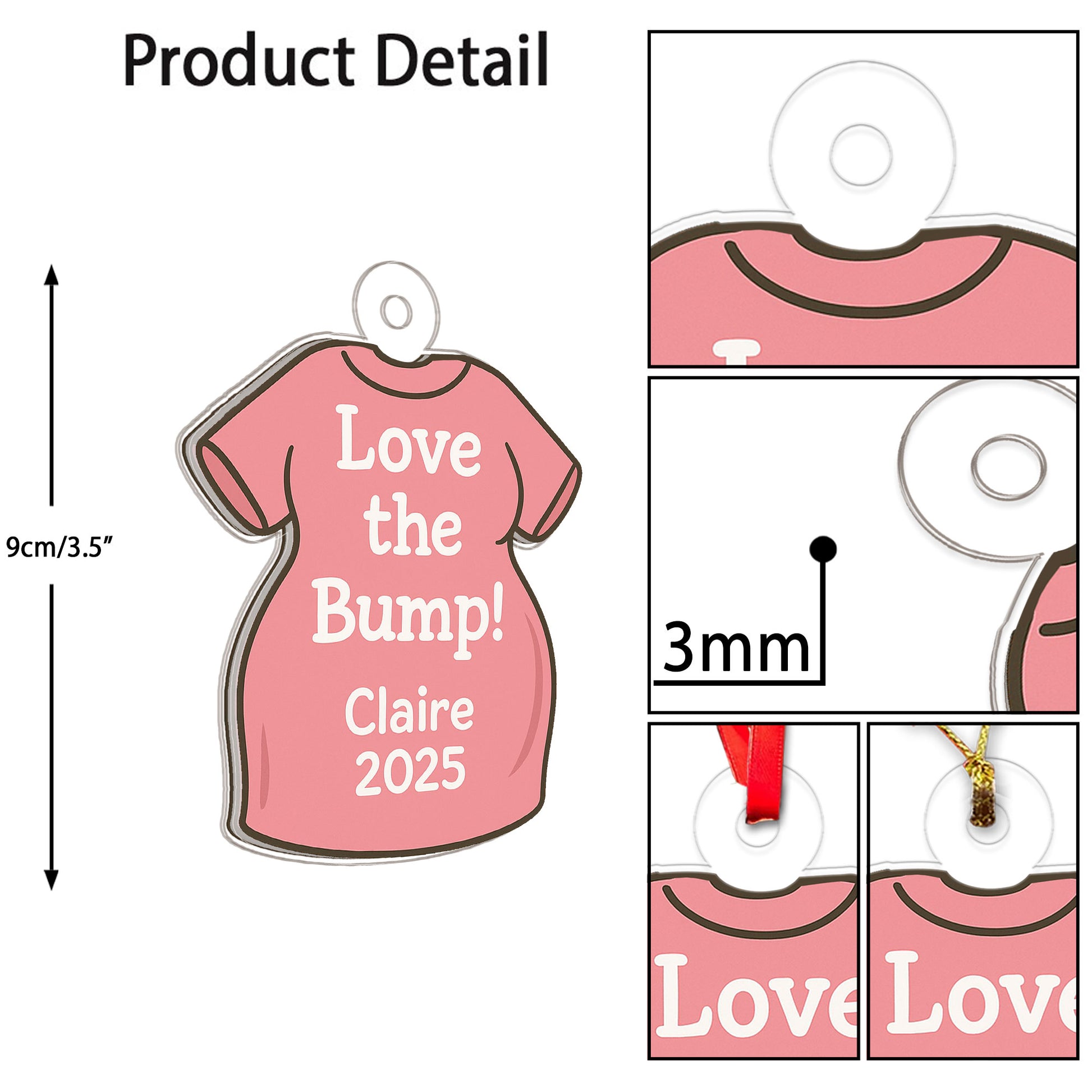 Personalized Love the Bump Ornament, Custom Pregnancy Ornament, New Mom Gift, Expecting Parents Ornament, Baby Announcement Keepsake