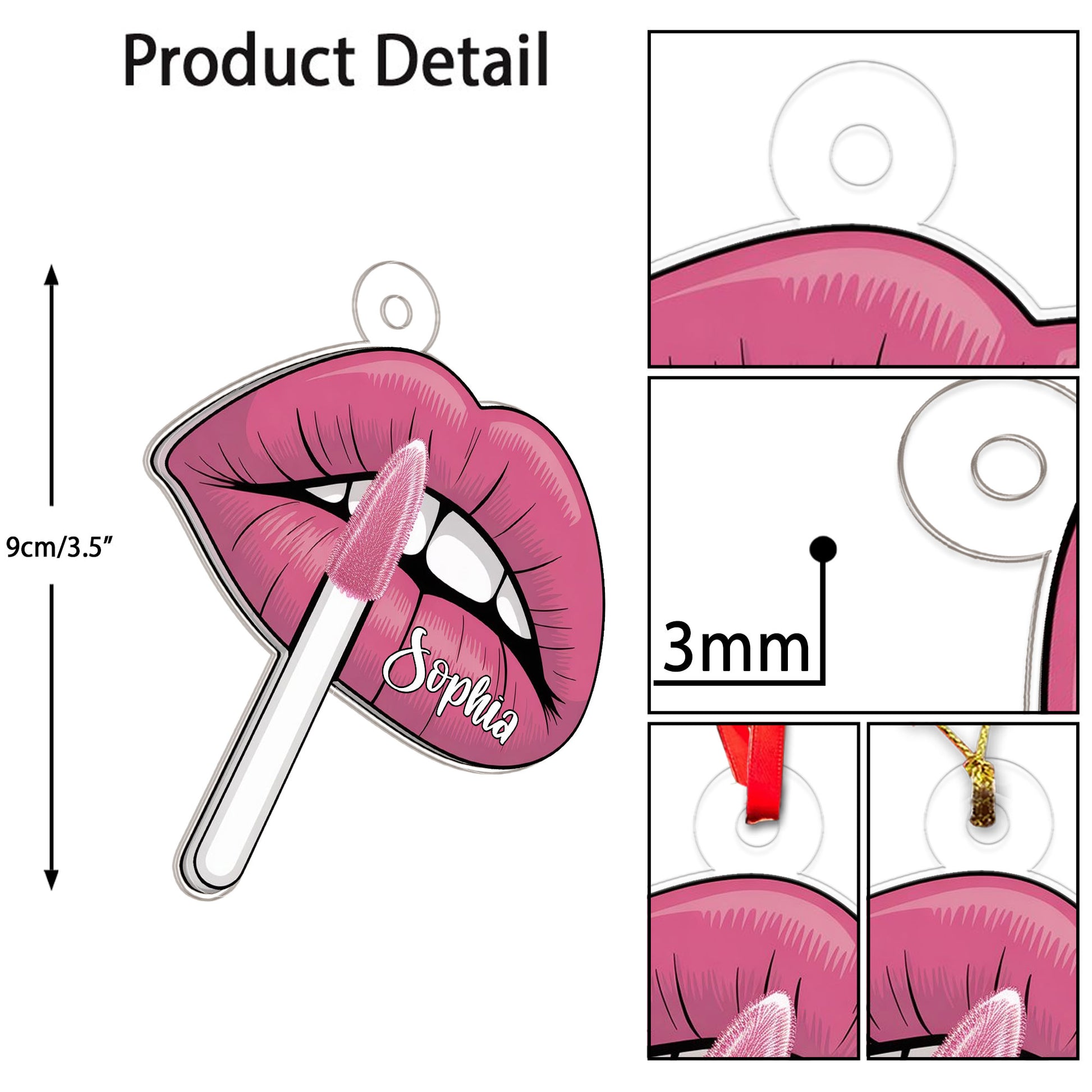 Personalized Sexy Lips Ornament, Custom Lipstick Lips Ornament, Funny Adult Gag Gift, Holiday Decoration, Sexy Girl Ornament
