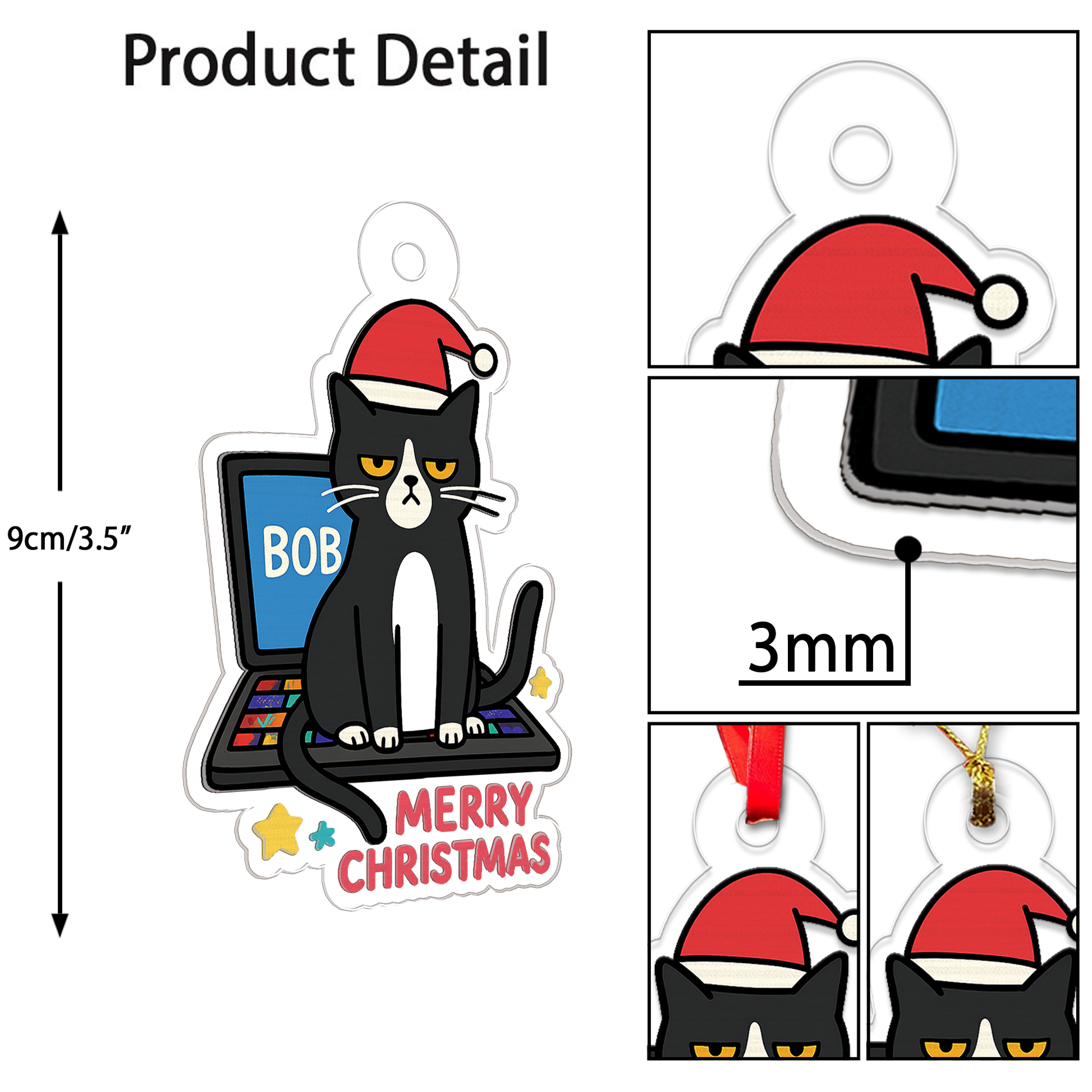 Personalized Cat Upset On Laptop Christmas Ornament, Christmas Decor, Cat Lover Gifts, Funny Ornament, Office Gift