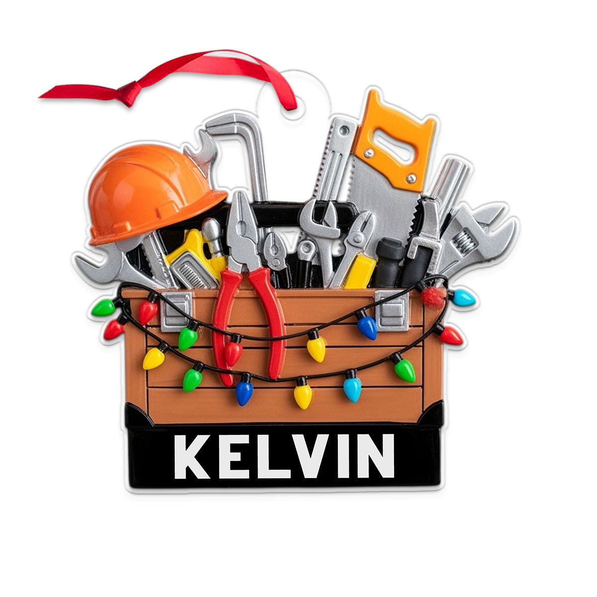 Custom Name Construction Worker Christmas Light Mechanic Tools