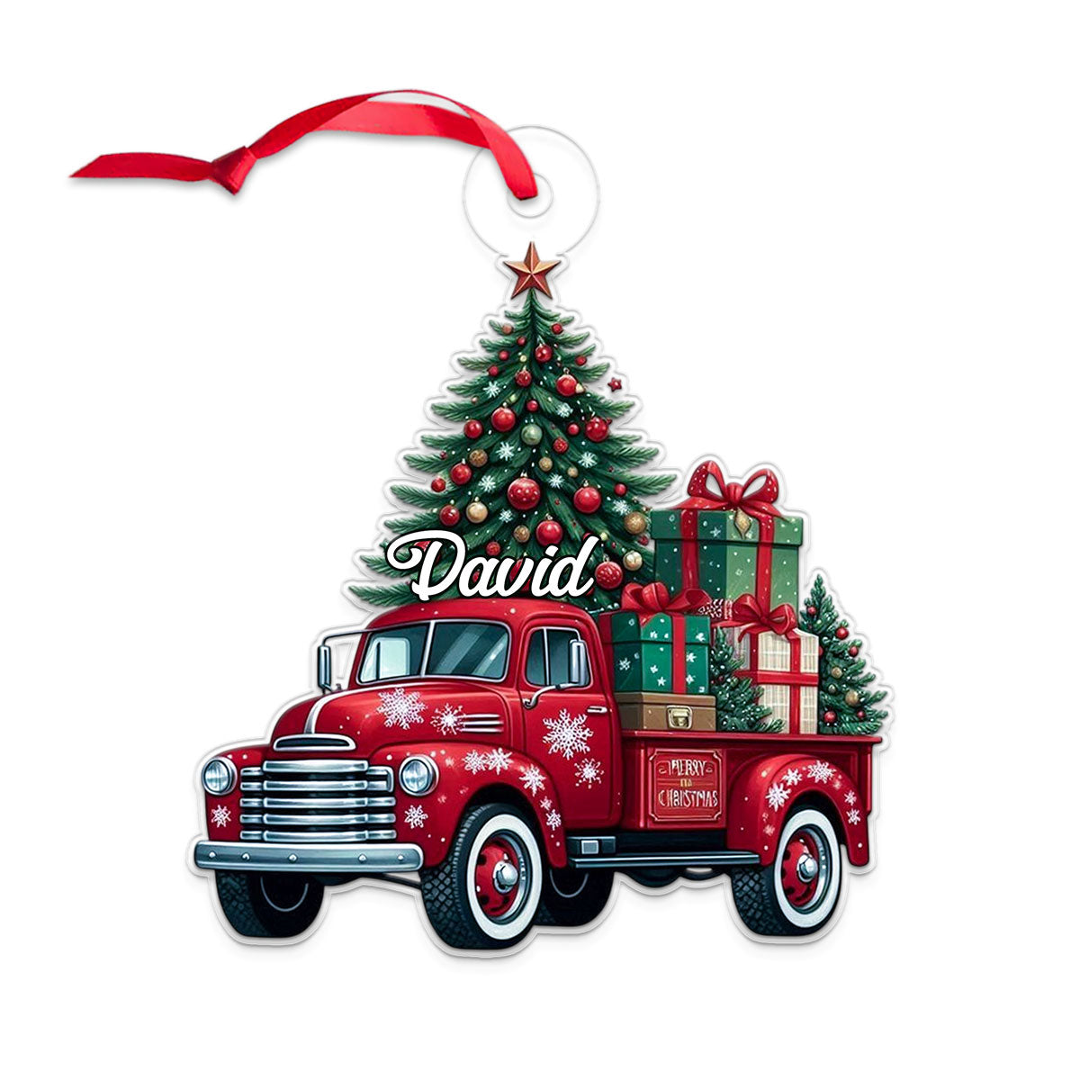 Custom Name Farm Truck Car Xmas Tree