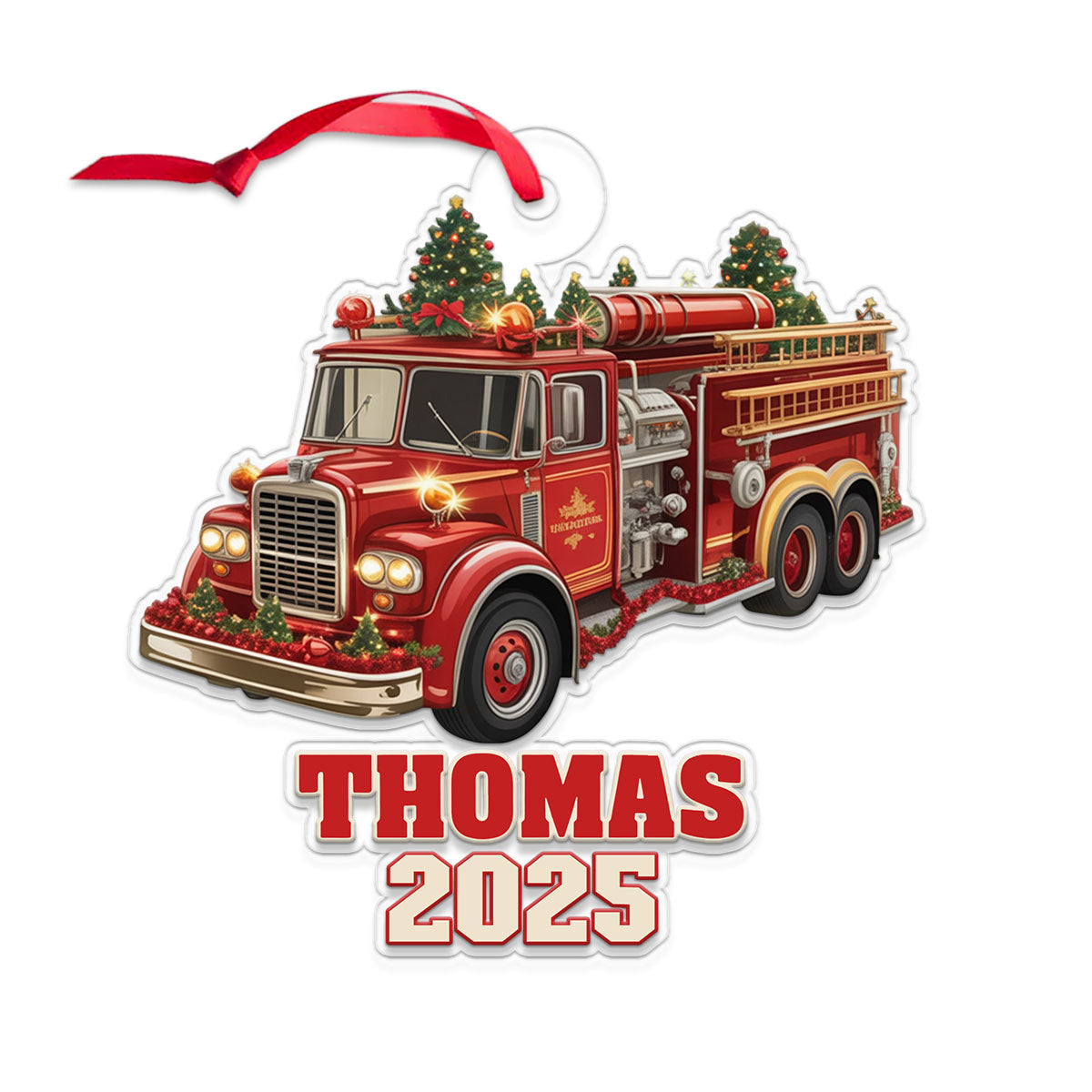 Custom Name Fire Truck Xmas