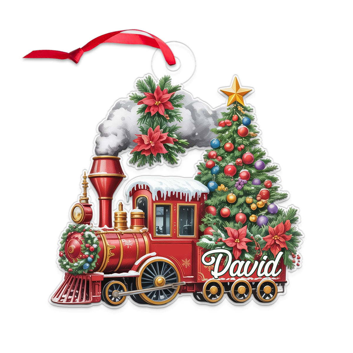 Custom Name Train Christmas Ornament