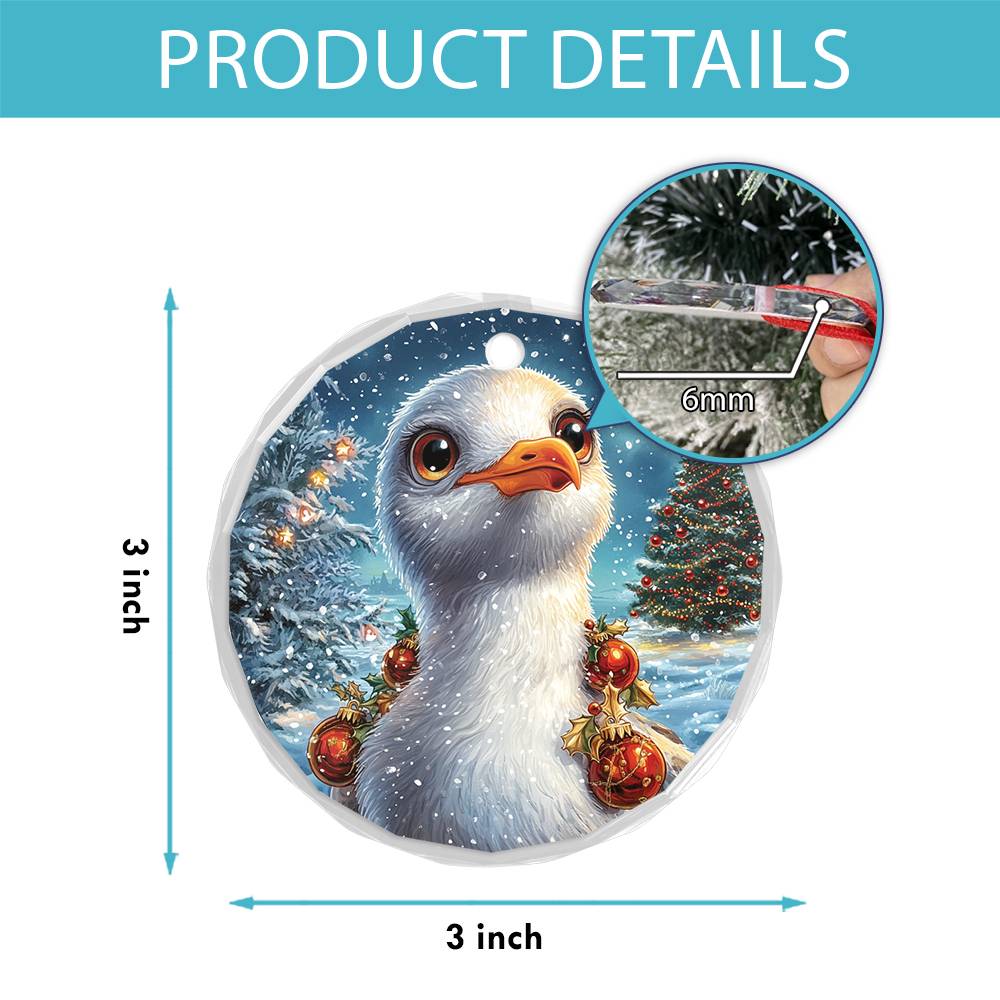 Beautiful Seagull Christmas Night Design 2 Glass Ornament