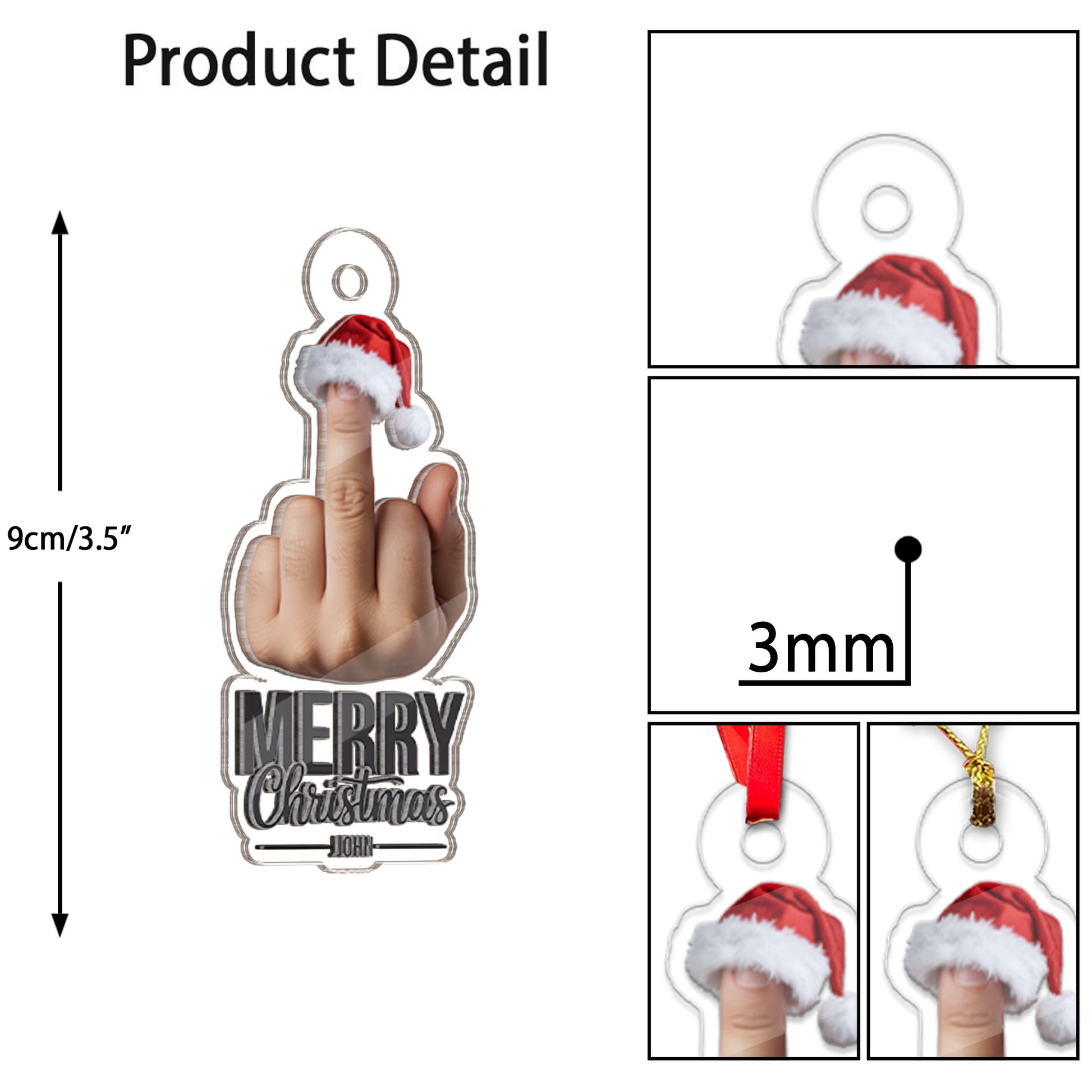Personalized Middle Finger Merry Christmas, Merry Fucking Christmas Keepsake, Funny Gifts for Best Friends, Funny Merry Xmas Ornament