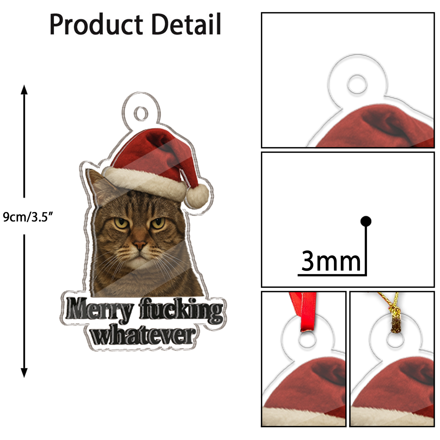 Custom Photo Cat Merry Whatever, Merry Fucking Christmas Keepsake, Funny Gifts for Best Friends, Funny Merry Xmas Ornament