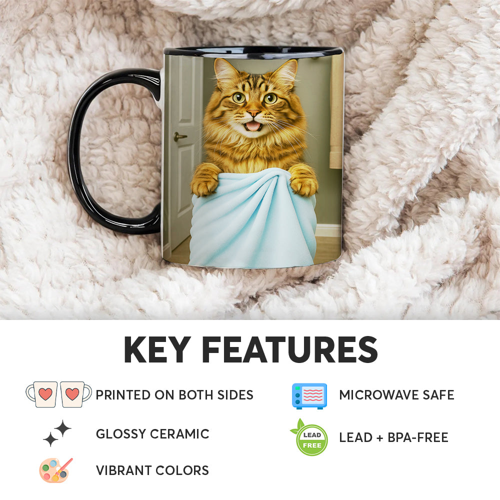 Custom Cat Photo In Bathroom Mug Cat Lover Gifts