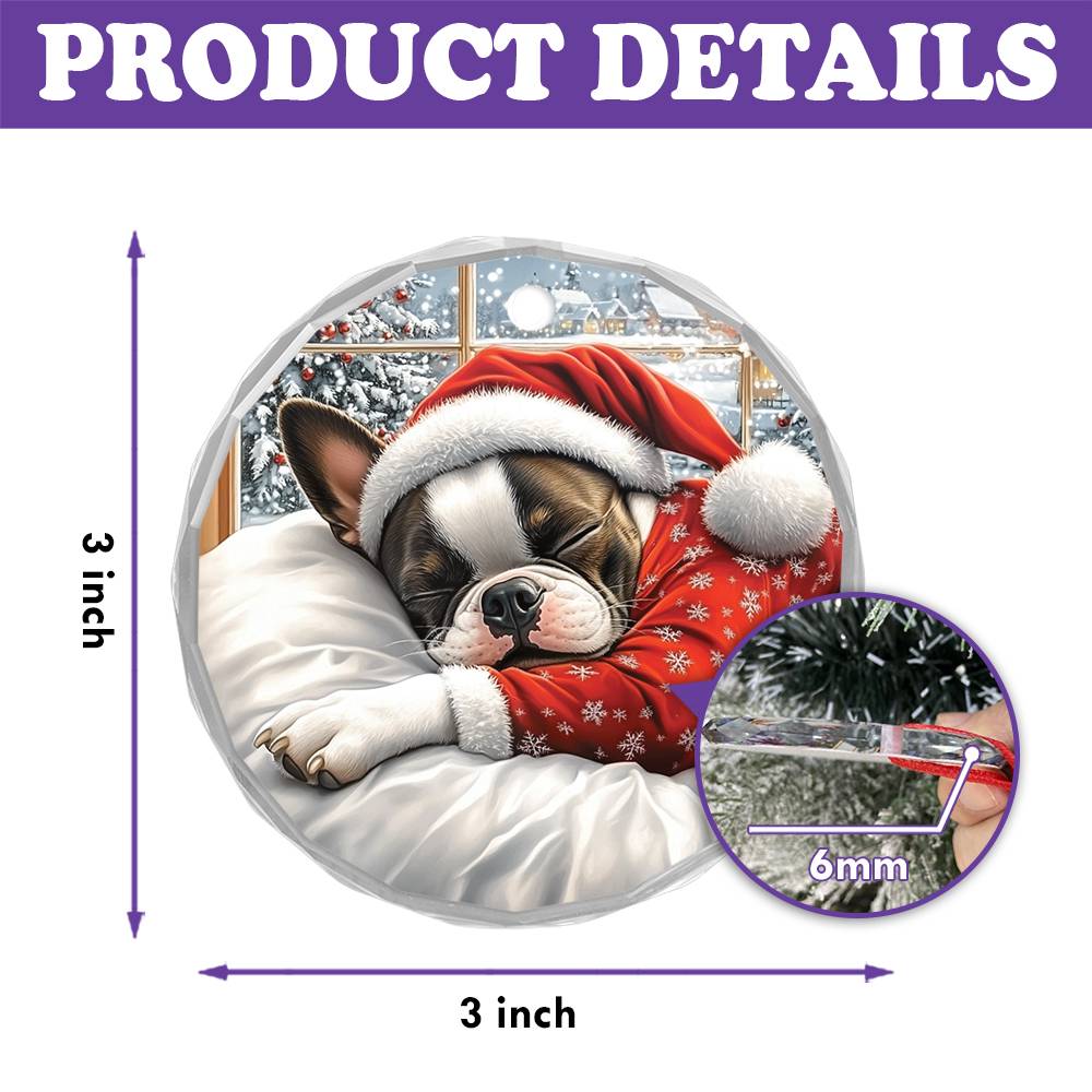 Boston Terrier Dog Sleeping In Bed Design 3