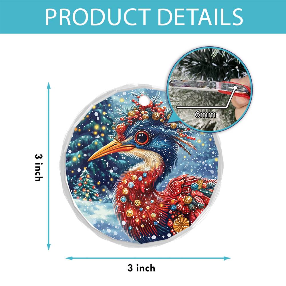 Beautiful Heron Christmas Night Design 2 Glass Ornament