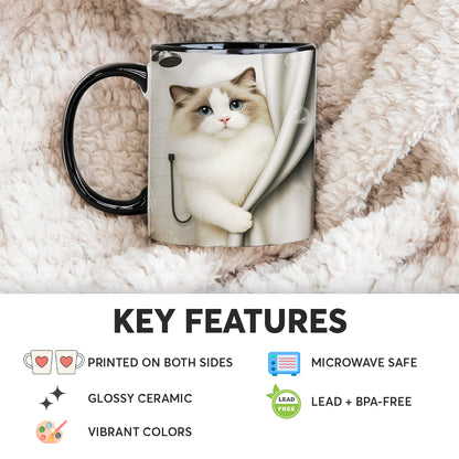Custom Cat Photo Cat  In Bathroom Mug Gift For Cat Lovers