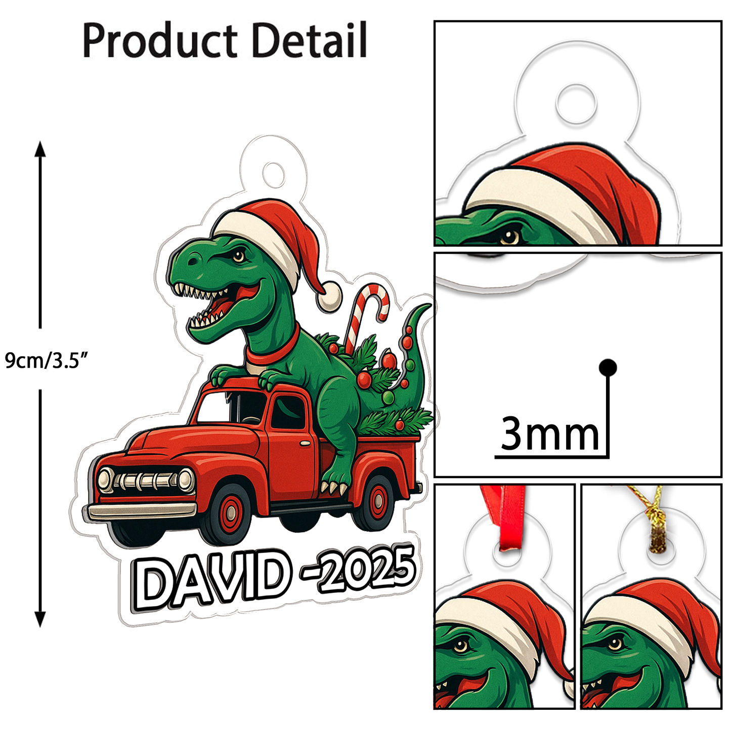 Custom Name Truck Boys Dinosaur Xmas